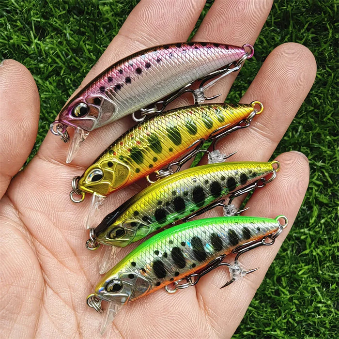 Tsurinoya 4PC 50mm 5g Affondamento Minnow Esca Artificiale per la Pesca Alla Trota Spigola Wobbler Laser Duro Lungo Cast Richiamo di Pesca DW63