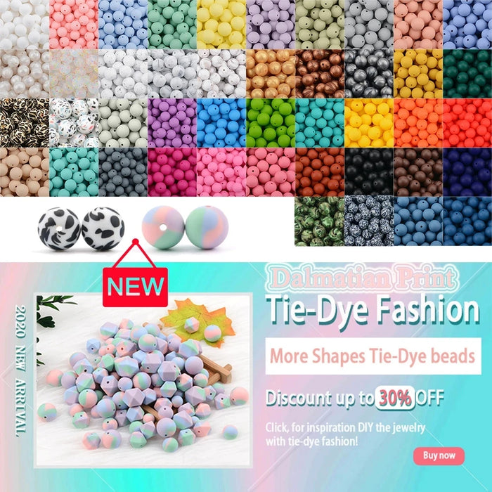 LOFCA 10 pz 15mm Perline Dentizione In Silicone 15mm Massaggiagengive Collana di Allattamento Del Bambino Ciuccio Clip Igiene Orale BPA Libero Commestibile Colorato