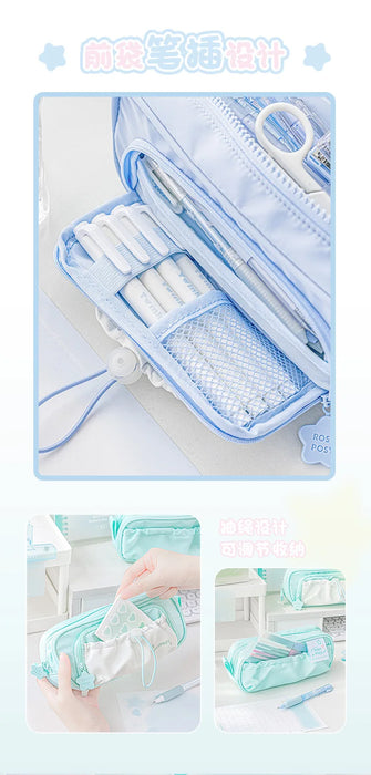 Astuccio creativo blu/rosa portapenne portatile di grande capacità carino per ragazze accessori per la scuola organizzatore forniture di cancelleria