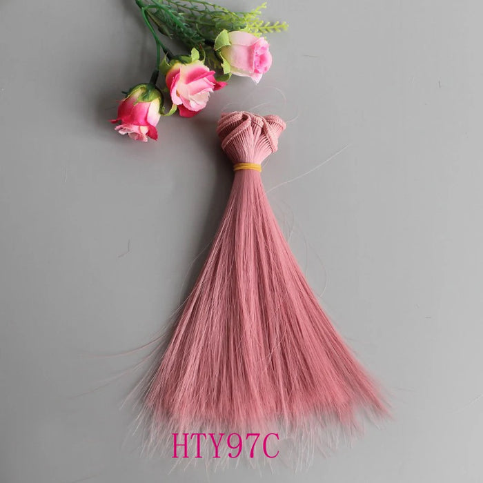 1 pz Capelli della bambola 15 cm 25 cm Rosa Giallo Viola Verde Blu Colore Parrucche per bambole diritte per accessori fai da te fatti a mano russi