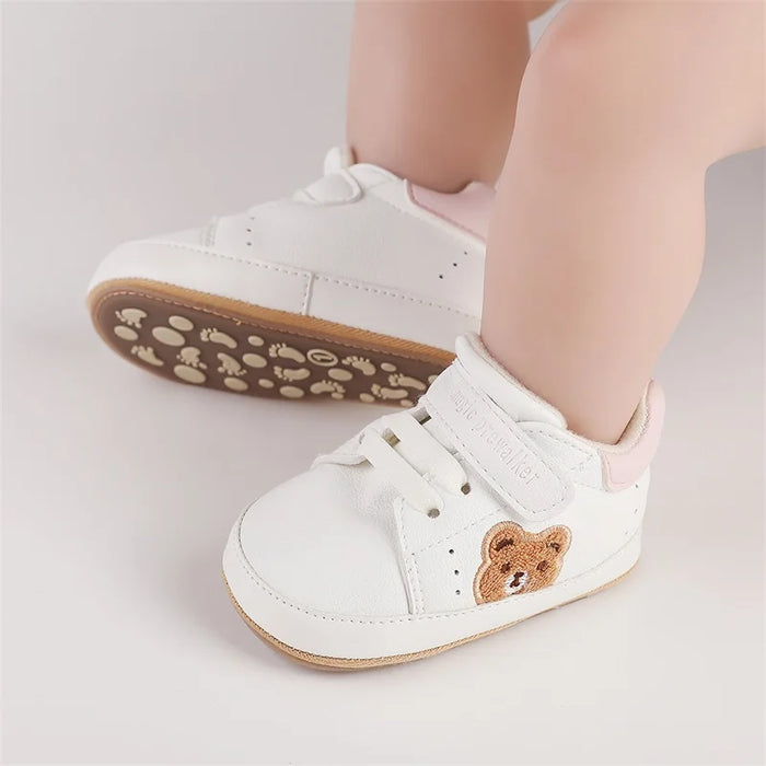Infant Baby Boys Girls Moccasins Sneakers Bear Embroidery Soft Sole Flat Shoes Prewalker Anti-Slip Shoes First Walker Shoes