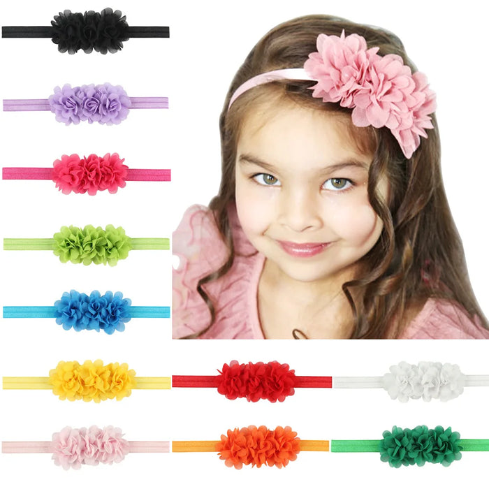 Fiore in chiffon Fascia per bambina Accessori per capelli per neonati Cravatta Fiocco Copricapo per neonato Tiara Copricapo Regalo Nastro per fasciatura per bambini