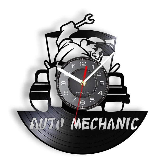 Negozio di riparazione Auto Wall Sign decorativo moderno orologio da parete Auto servizio meccanico officina vinile Record Clock Garage riparatore regalo