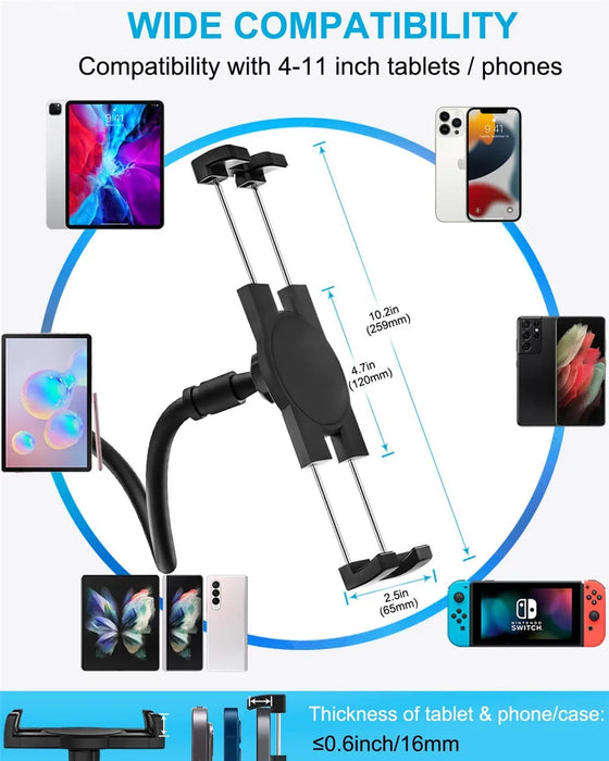 Supporto flessibile per tablet con braccio lungo per scrivania da letto Supporto per tablet per telefono da 5-11 '' per Xiaomi Huawei Samsung Teclast Supporto per linguetta per iPad