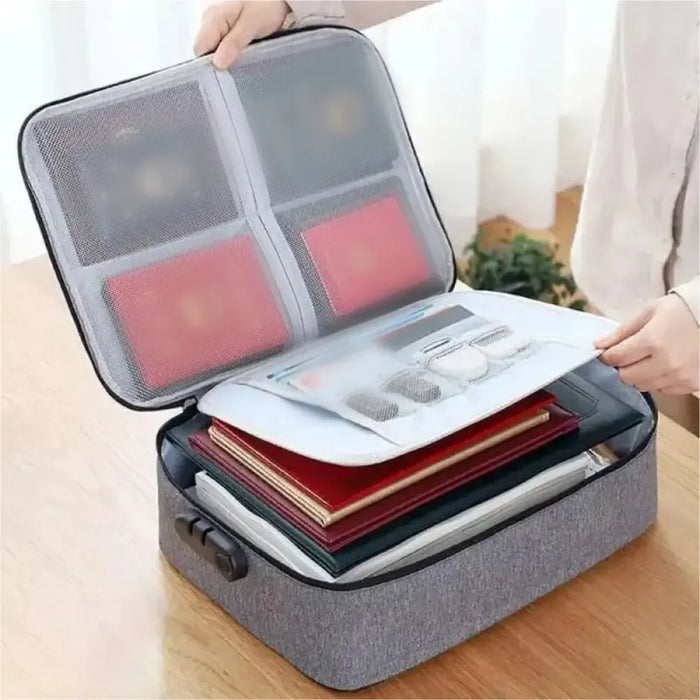 Borsa portadocumenti a 2 strati organizzatore di File impermeabile multifunzionale borsa portaoggetti di grande capacità con blocco Password