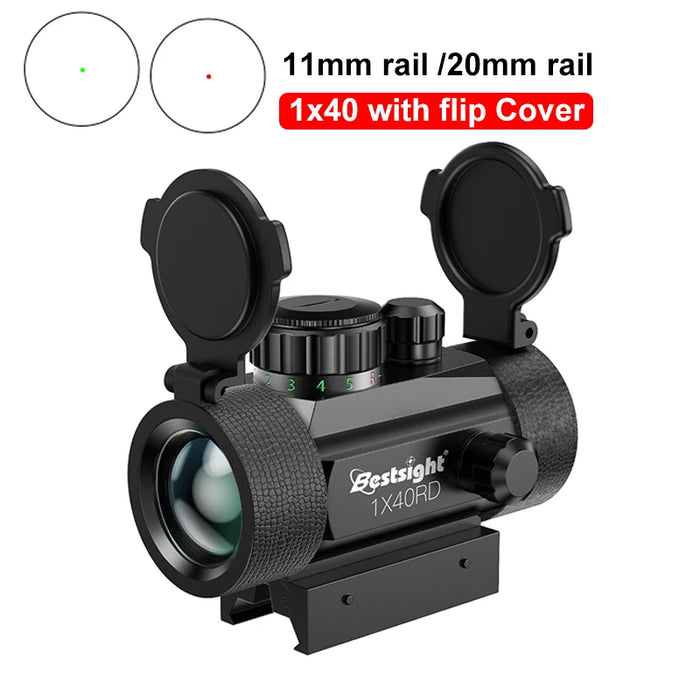 1x40 Red Dot Scope Sight Rifle scope Green Red Dot Collimatore Dot con 11mm/20mm Rail Mount Airsoft Air Hunting