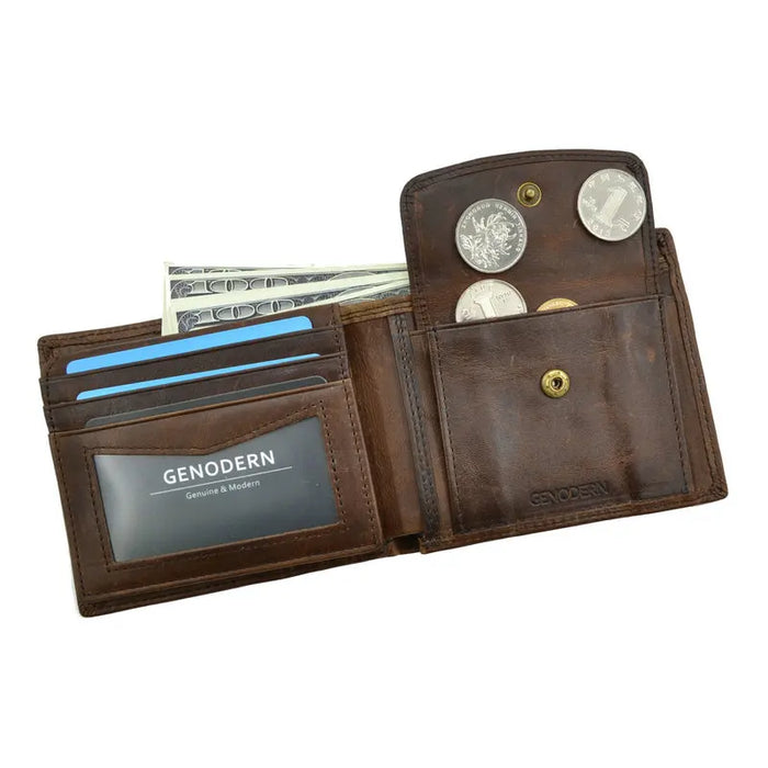 Portafogli da uomo in vera pelle di mucca con tasca portamonete portafoglio da uomo Vintage con blocco RFID portafoglio da uomo in vera pelle con porta carte